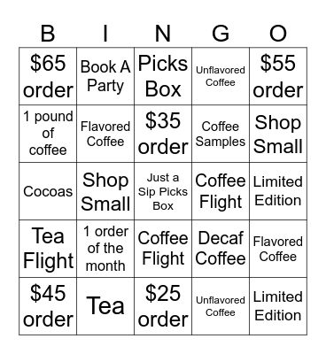 Busy Bean Bingo Card