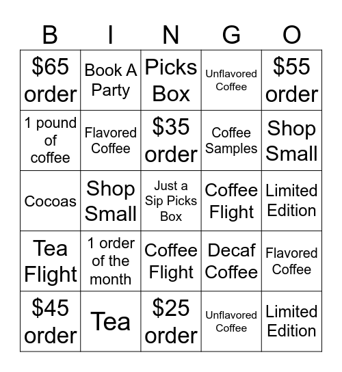 Busy Bean Bingo Card