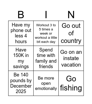 2025 Bingo Card
