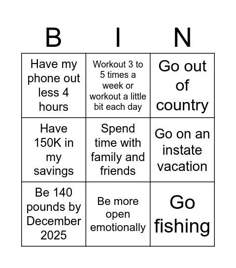 2025 Bingo Card