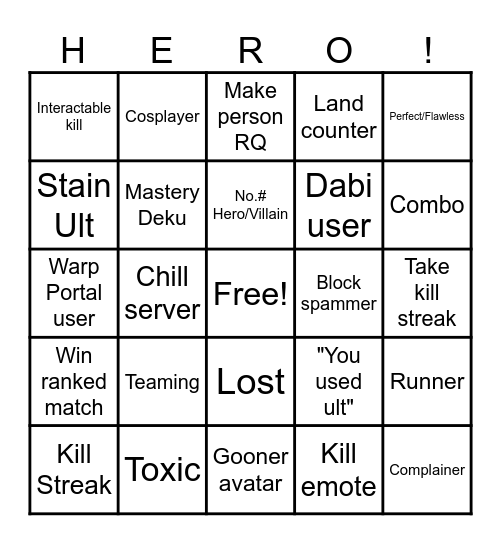 HBG Bingo Card