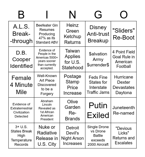 2025 Go Big Bingo Card