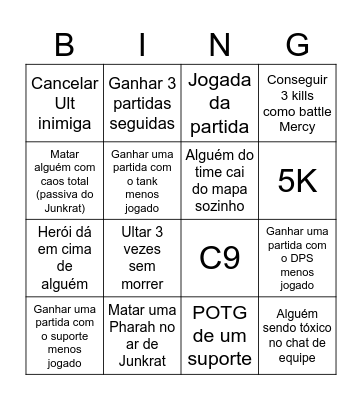 Overwatch Bingo Card