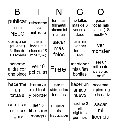 2025 GOALS Bingo Card