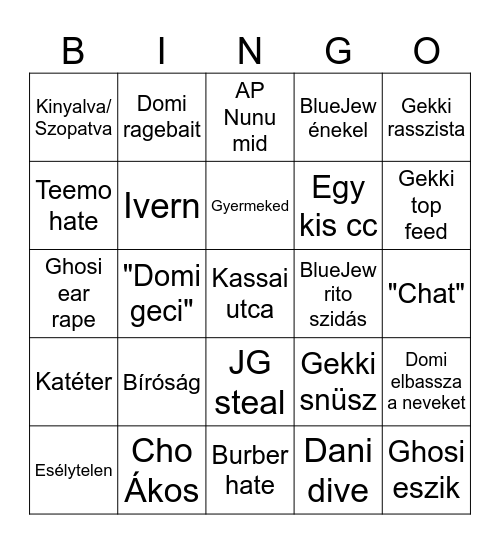 Aberált Bingó1 Bingo Card