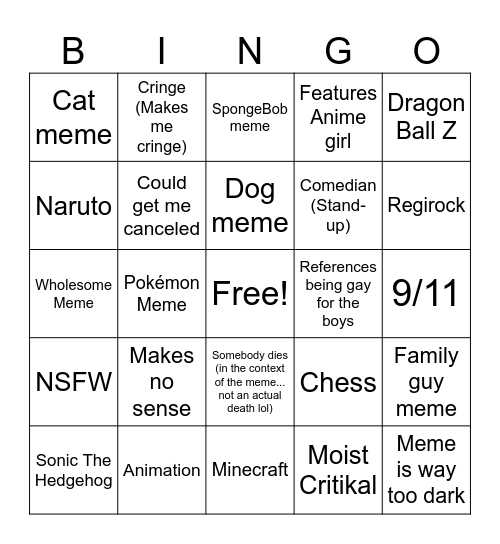 Instagram Reel Bingo Card