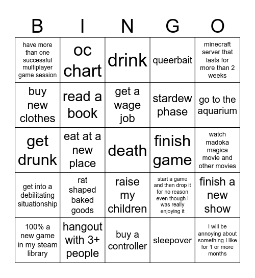 tuna 2025 Bingo Card