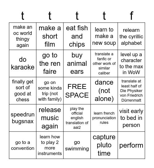 2025 Bingo Card
