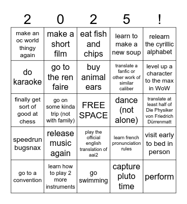 2025 Bingo Card