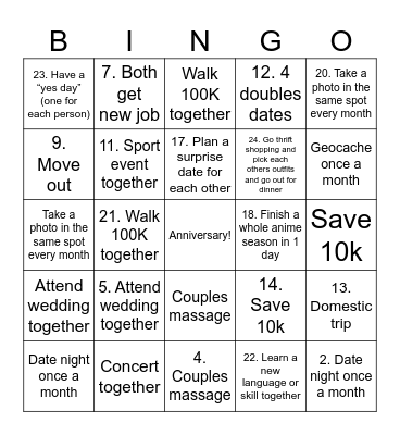 J&J 2025 Bingo Card