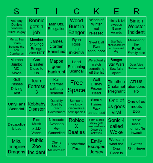 2025 BINGO Card