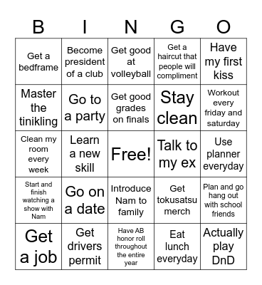 New years bingo board Bingo Card