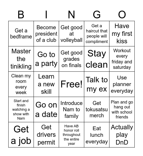 New years bingo board Bingo Card