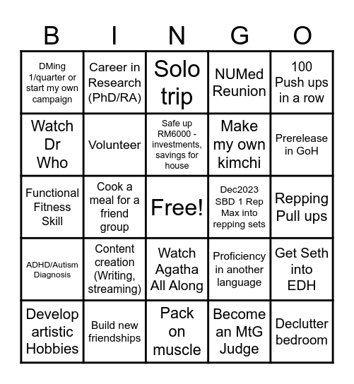 2025 Bingo Card Bingo Card