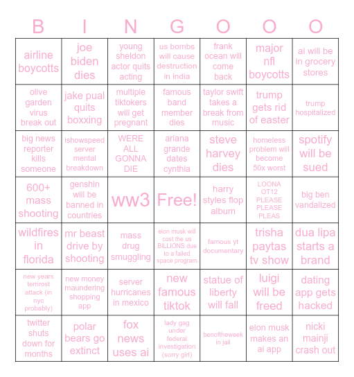 2025 Bingo Card