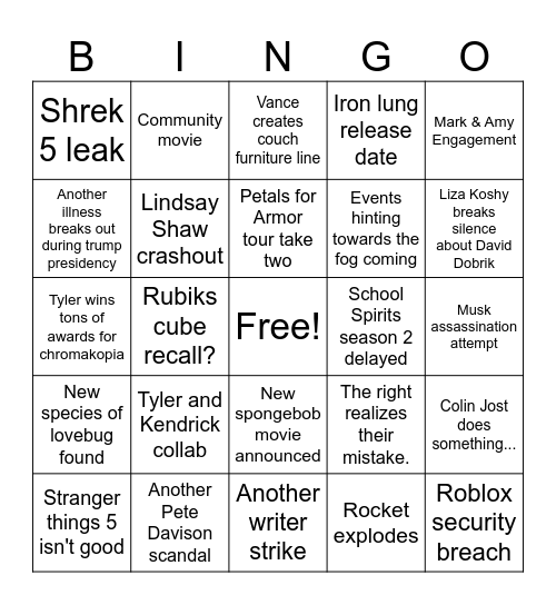 2025 Bingo Card