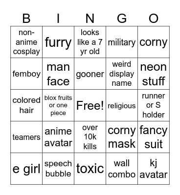 tsb players Bingo Card