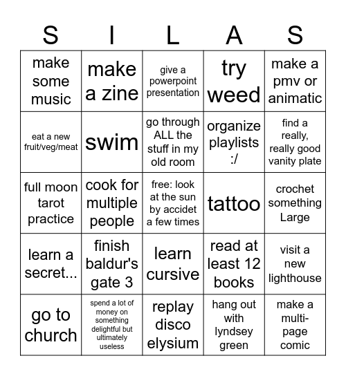 2025 Bingo Card