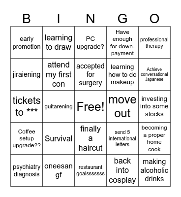Lynno 2025 Bingo Card