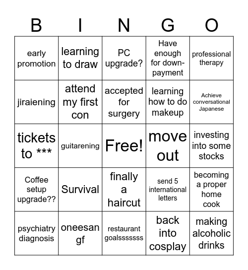 Lynno 2025 Bingo Card