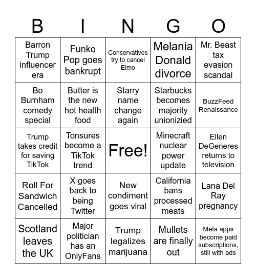 2025 Bingo - Sarah Bingo Card