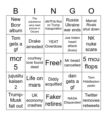 2025 bingo Card