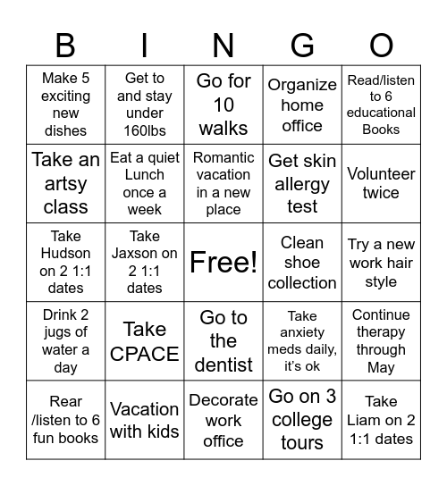 Kristy’s 2025 BINGO card Bingo Card