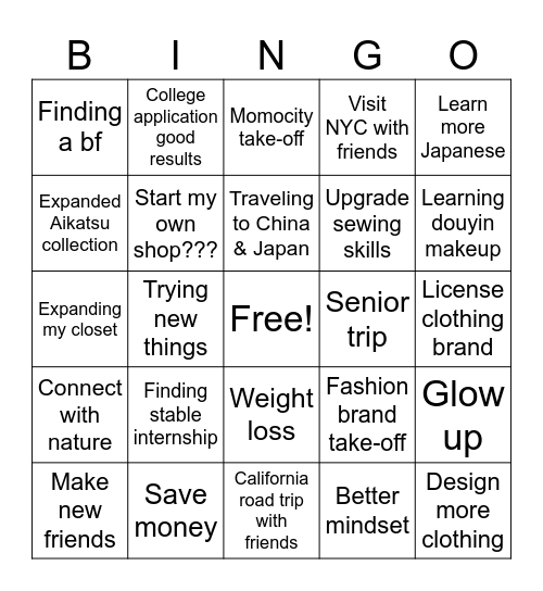 2025 Bingo Card