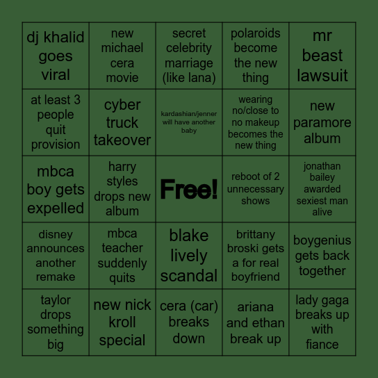 2025 Bingo Card