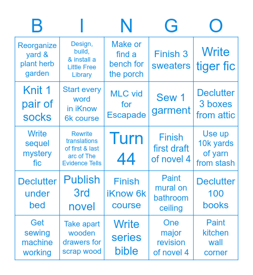 2025 Goals Bingo Card