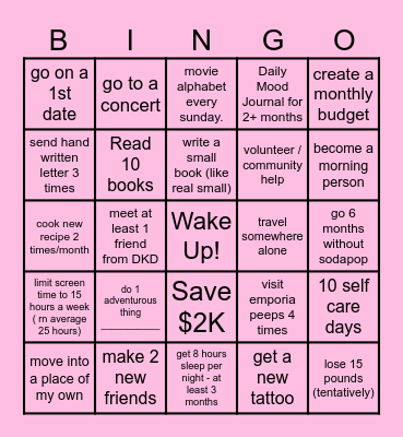 Tay’s 2025 Bingo Card