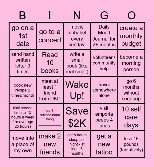 Tay’s 2025 Bingo Card