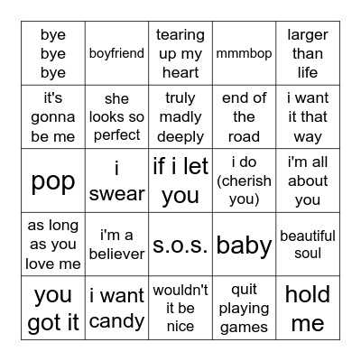 The Boys Club Bingo Card