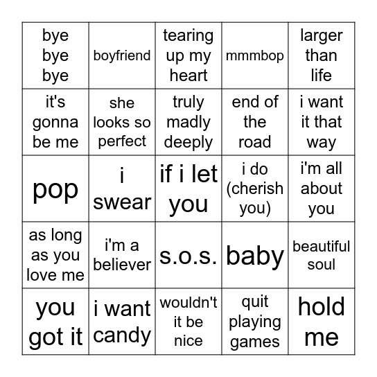 The Boys Club Bingo Card