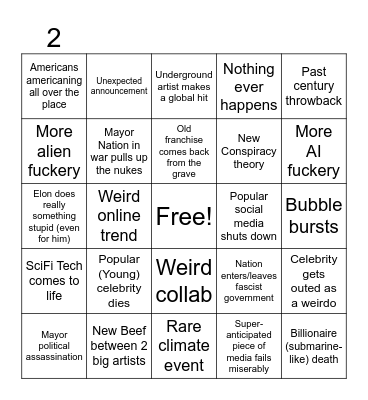 2025 Bingo card Bingo Card