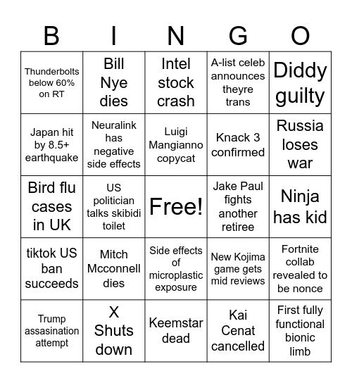 2025 BINGO Card