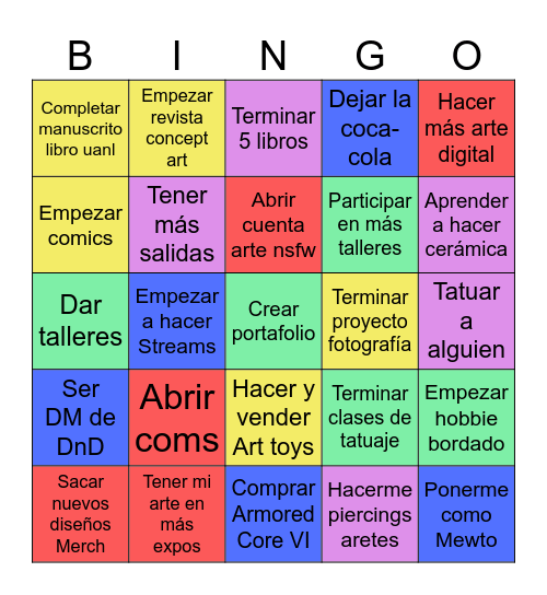 Metas Toto 2025 Bingo Card