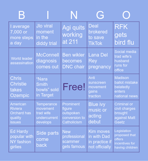2025 Bingo Card