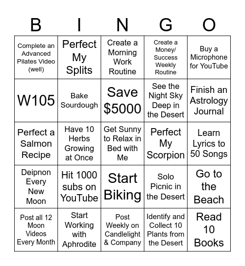 2025 Bingo Card