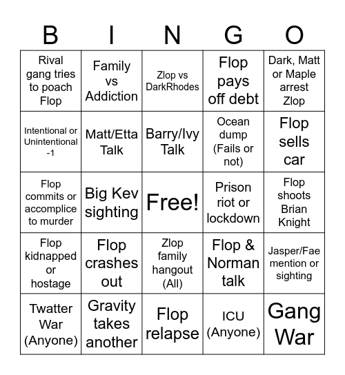 January Flop Dugong Bingo Card