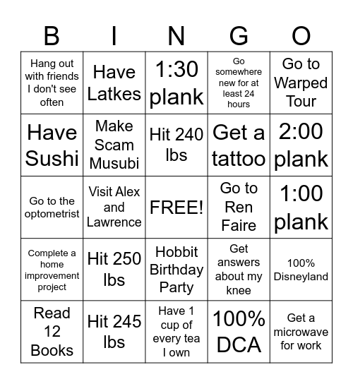 2025 Bingo Card