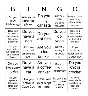 Getting to Know You Bingo Card