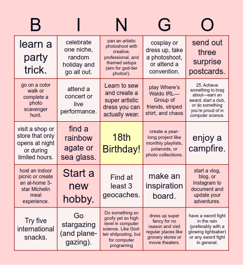2025 Bingo Card