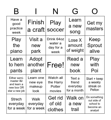 2025 Bingo Card