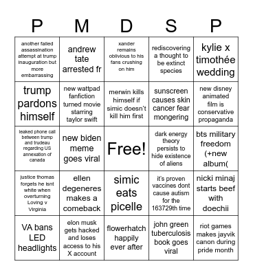 2025 Bingo Card