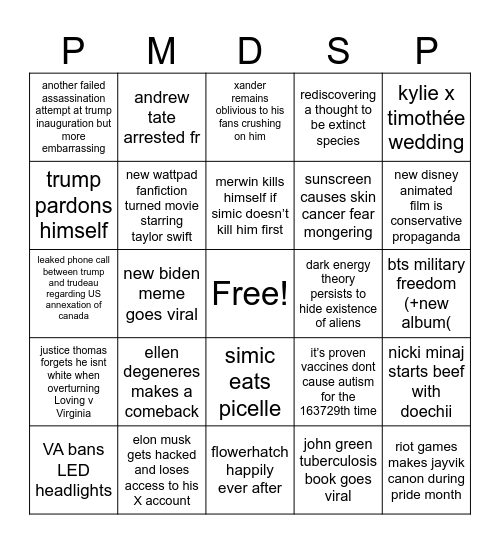 2025 Bingo Card