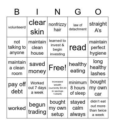 2025 bingo Card