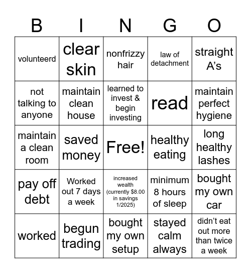 2025 bingo Card