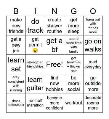 goals for 2025 😜😜 Bingo Card