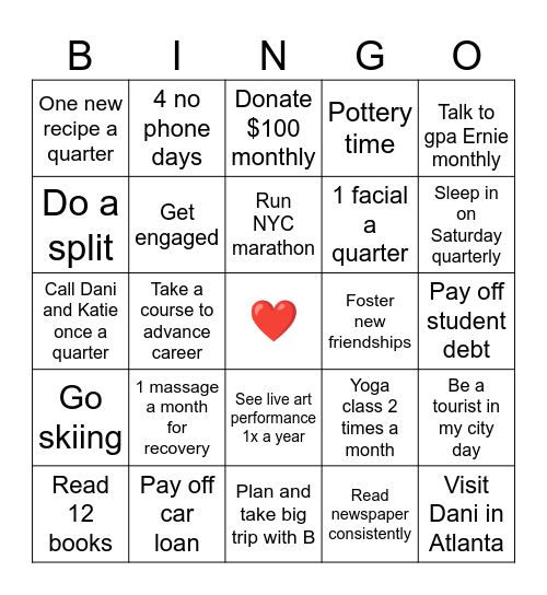 2025 Bingo Card